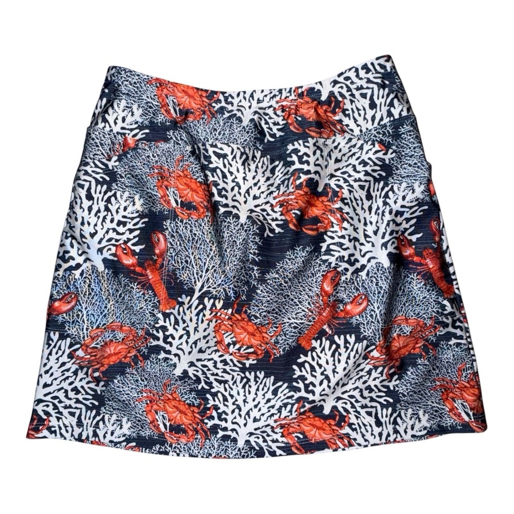 B Skinz Golf Skort Skirt M Coral Lobster Crab Sea Print Tennis Pickleball Active